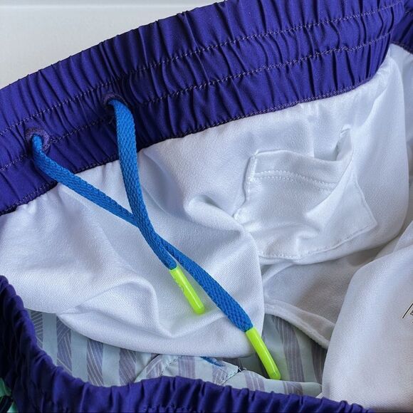 Under Armour UA Womens Fly By 2.0 Printed Shorts Striped Purple and Aqua Size S - Picture 5 of 6